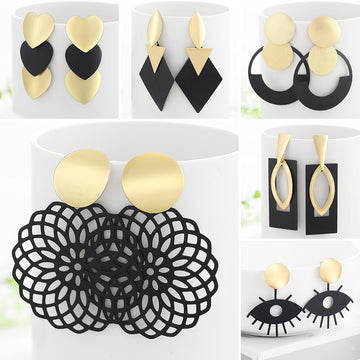 WYBU Summer Style Golden Drop Earrings For Women Geomatric Black Long Hanging Earring Triangle Bts Jewelry Earing bijouterie daiiibabyyy